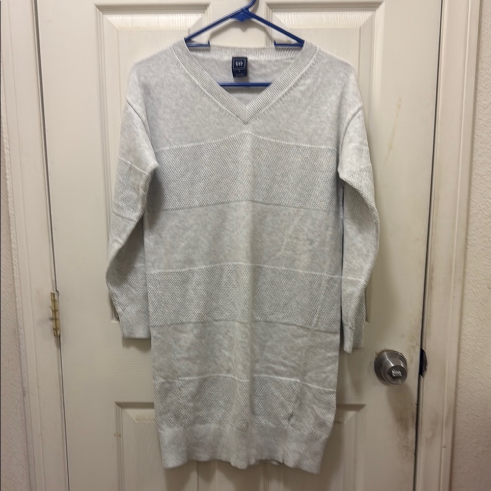 GAP Soft Gray V-Neck Sweater Dress